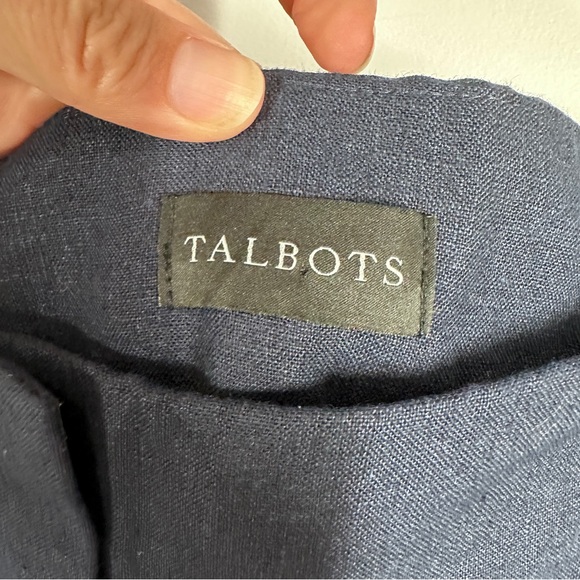 Talbots Navy Blue Greenwich Wide Leg Pants size 16 100% Linen - Picture 5 of 7